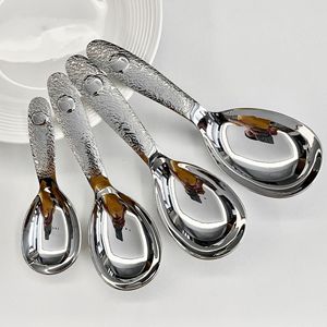 Louche à soupe en acier inoxydable 18-10, cuillère de service martelée pour nouilles, farine et desserts - Product Image 1