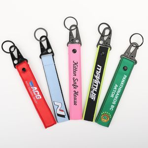 Porte-clés personnalisés brodés sur mesure, tissés, <span class=keywords><strong>pas</strong></span> <span class=keywords><strong>chers</strong></span>, avec sangle courte, motifs et textes promotionnels, mousquetons - Product Image 2