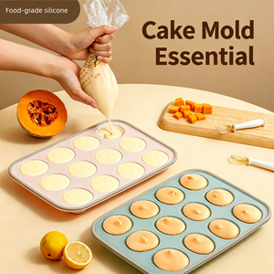 Silicone Muffin Baking Pan Food Grade Non Stick Cupcake Mold with Rigid Frame Reusable Heat Freeze Safe - Product Image 1