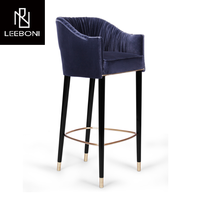 Villa de qualité supérieure Design minimaliste Tabouret de bar en bois élégant en tissu nubuck gris