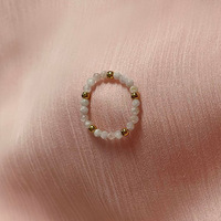 Kunden spezifische Perlen ringe 18 Karat Gold perlen Elastische Naturstein ringe