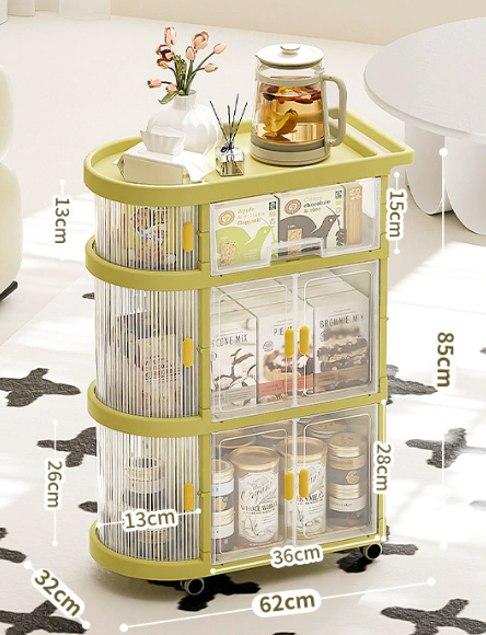 [Vert + Transparent] 2 portes + 1 tiroir