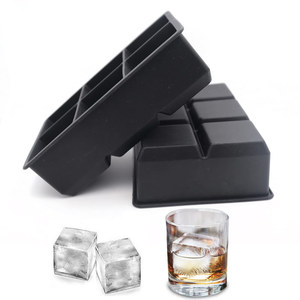 Bac à glaçons carré en silicone, 6 compartiments, grand format, pour mélanger le whisky, moule noir - Product Image 2