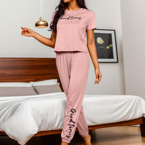 Conjunto de Ropa de Dormir para Mujer Xykrissas Good Times 2025, Estilo Casual, Primavera, Pijama de Manga Corta - Product Image 2