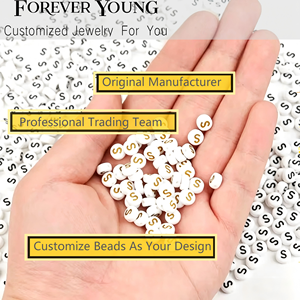 FY Venta al por Mayor de Cuentas Acrílicas para Joyería de 4x7mm, Planas y Redondas con Patrón, Cuentas Acrílicas Sueltas con Letras del Alfabeto, Cuentas Personalizadas con Caras Sonrientes - Product Image 1