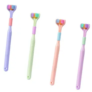 Premium Soft Triple Bristle 360 Toothbrush 3 Head Adult Manual 3 Sided Toothbrush