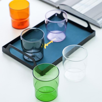 Vente en gros de tasses à café en verre borosilicate coloré de 300 ml et 400 ml, tasses à lait, à eau, à bière, à thé
