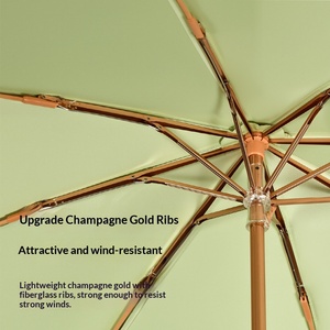 Sombrilla Plegable para Mujer con Gancho Dorado Pequeño, 8 Varillas, Protección Solar y Lluvia, Venta al por Mayor para Fabricantes - Product Image 5