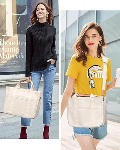 Sac à main en toile personnalisé, multi-poches, grande capacité, sac à bandoulière pour femmes, sacs fourre-<span class=keywords><strong>tout</strong></span> avec compartiments - Product Image 2
