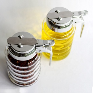280ml di Vetro Trasparente Rotondo Shaper di Sale Zucchero Dispenser Olio con Nastro di Plastica Coperchio - Product Image 2