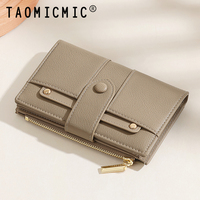TAOMICMIC dompet panjang wanita, kapasitas besar Retro dua lipat PU untuk ganti kartu