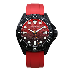 Reloj de Buceo para Hombre de Fibra de Carbono Forjada, Resistente al Agua 500M, Esfera con Textura Degradada Luminosa Azul BGW9 Suiza, Correa de Fluororubber - Product Image 1