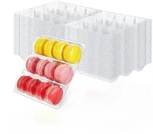 Prix fascinant 12 pièces emballage Transparent en plastique transparent Macaron boîte conteneur affichage Macaron plateau