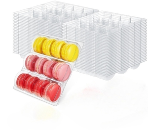 Fascinating Price 12pcs Transparent Packaging Clear Plastic Macaron Box Container Display Macaron tray