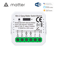 Interrupteur intelligent Matter WiFi Zigbee, vente directe d'usine, matériau PC, double pôle, 2 gangs, interrupteur lumineux