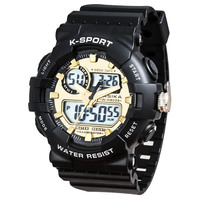 Jam Tangan Digital LASIKA W-H9029D K-Sport Berkualitas Tinggi, Dua Zona Waktu, Tahan Air 3BAR, Lampu Latar LED, Alarm, Stopwatch, TPU, Unisex