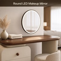 Table de toilette blanche avec miroir LED, coiffeuse à 3 tiroirs, plateau en noyer, bureau de maquillage avec tabouret pour chambre et hôtel