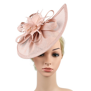 Chapeau de fascinateurs de qualité supérieure pour femmes Derby mariage plume Sinamay Fascinator Tea Party mariée bandeau avec pince <span class=keywords><strong>femme</strong></span> - Product Image 2