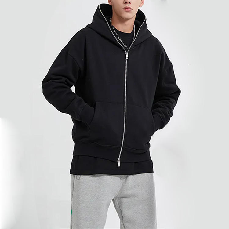 High Quality Wholesale Men's Full Face Zip Hoodie Oversized Cotton Hip Hop Style For Spring