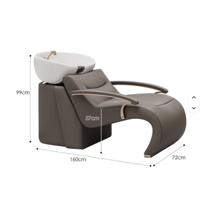 Salon Shampoo <b>Chair</b> PU Leather <b>Reclining</b> Backwash with Ceramic Bowl Spa Hair Wash Station <b>Footstool</b> 6 Colors OEM - Product Image 3