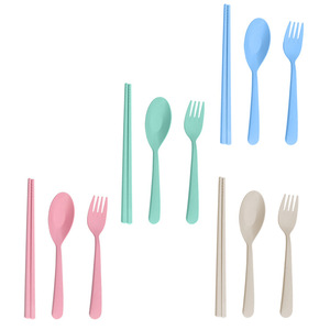 <b>Cutlery</b> <b>Set</b> Portable Eco-friendly Reusable 3 Pcs Wheat Straw Spoon Fork Chopsticks for <b>Kids</b> Children School Travel Picnic - Product Image 6