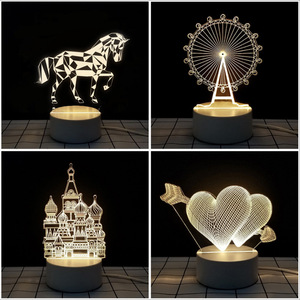 Lampe de bureau LED à illusion 3D optique avec panneau tactile, <span class=keywords><strong>design</strong></span> Art Déco, lumière LED en acrylique pour la décoration de la maison <span class=keywords><strong>et</strong></span> les cadeaux d'anniversaire - Product Image 4