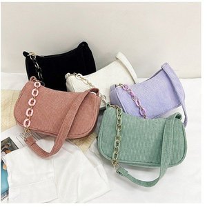<span class=keywords><strong>Bolso</strong></span> Retro de moda para <span class=keywords><strong>mujer</strong></span>, con <span class=keywords><strong>cadena</strong></span> <span class=keywords><strong>bolso</strong></span> de hombro a la moda de pana, <span class=keywords><strong>bolso</strong></span> ligero para axilas para primavera, mango único - Product Image 4