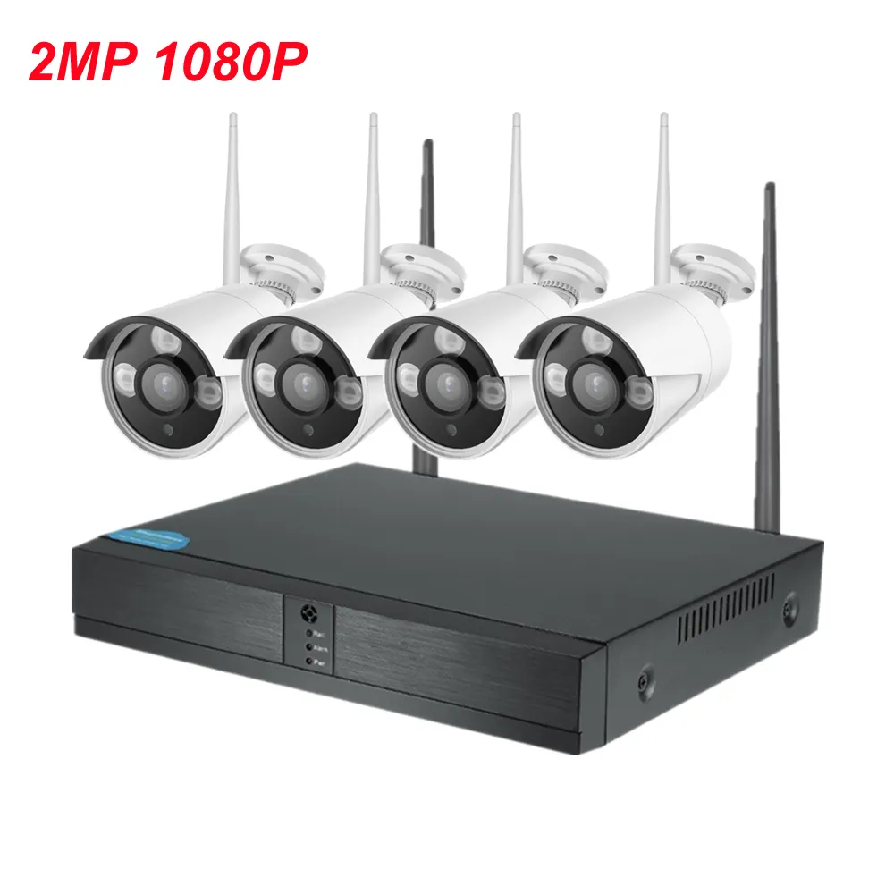 4CH 2MP 1080P Wireless Security Camera System Outdoor Waterproof Wifi Bullet Camera Nvr Kit