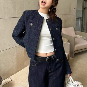 Vendita calda da <span class=keywords><strong>donna</strong></span> semplici cappotti di lana Casual abito semplice da <span class=keywords><strong>donna</strong></span> eleganti piccoli <span class=keywords><strong>blazer</strong></span> stile profumato cappotto <span class=keywords><strong>Tweed</strong></span> giacche corte - Product Image 1