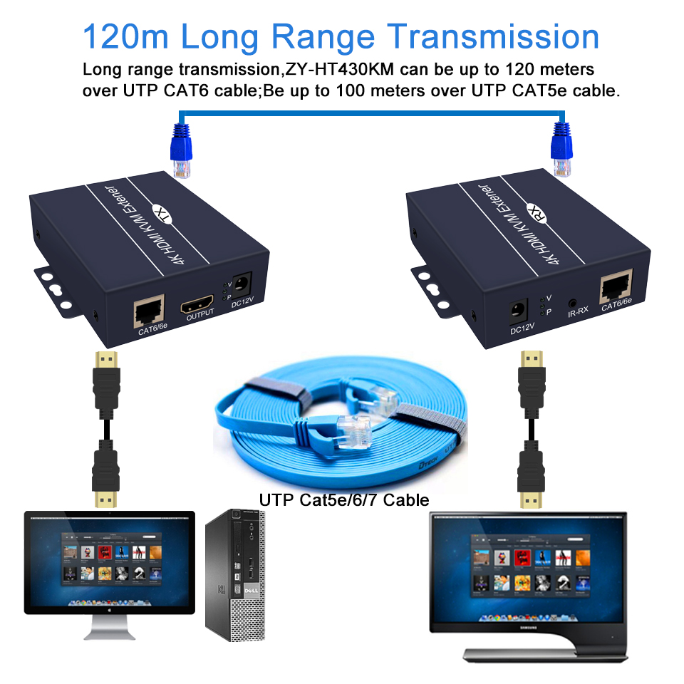 Cat6 120 Metre 4k Kvm Hdmi Usb Extender IC-120m - İcom Güvenlik Teknolojileri