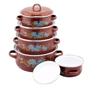 Klassieke Luxe Gietijzeren Kookgerei Set Keramische Emaille Stoofschotels Thuis Koken Gas Compatibele Inductie Duurzame 5 Stuks - Product Image 2