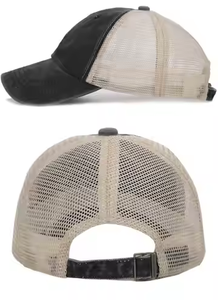 Vintage Washed Cotton Baseball Cap Distressed Embroidered Mesh Duckbill <b>Hat</b> With Soft Structured Crown <b>for</b> Sun Protection - Product Image 3