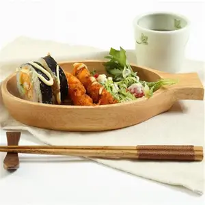Criativo Placa Em Forma De Peixe Estilo Japonês Sushi Prato Artesanal De Madeira Placa De Madeira De Borracha