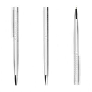 Stylo bille élégant en métal plaqué noir, fin et raffiné, idéal comme cadeau d'affaires, personnalisable avec logo et couleur, parfait pour les événements promotionnels. - Product Image 4