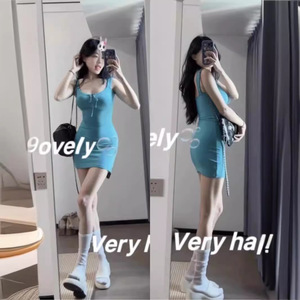 Black Halter Bodycon Dress Tight Waist Solid Color Summer Party Wear Women's Short Skirt Casual Dresses - Product Image 4