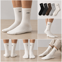 Chaussettes de sport personnalisées OEM ODM, processus de broderie jacquard, chaussettes mi-mollet, logo personnalisé, chaussettes athlétiques en coton, faible MOQ