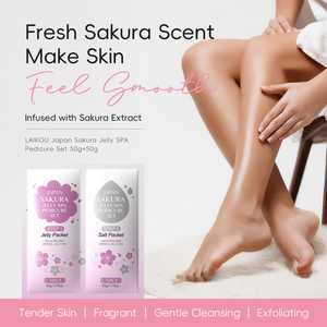 Laikou Japon Sakura Gelée Exfoliante pour les Pieds au Sel, Kit Pédicure Spa 50g+50g, Soin Doux Exfoliant pour la Peau - Product Image 3