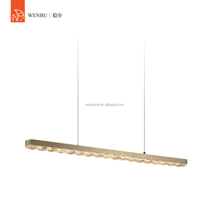Luminaire suspendu linéaire en cristal bulle en bronze antique brossé pour salle à manger - Product Image 6