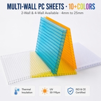 Plaque de polycarbonate multicouche transparente anti-buée et anti-UV de 6 mm, personnalisée OEM, pour abri de jardin, fournie directement par l'usine