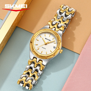 Relojes de Mujer Estilo Retro, Reloj Dorado para Dama, Logotipo Personalizado OEM, 3ATM Resistente al Agua, Acero Inoxidable, Estilo Minimalista, Cuarzo - Product Image 1