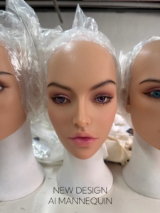 Tête de Mannequin en Silicone AI de Haute Qualité Shy Hair avec <span class=keywords><strong>Cheveux</strong></span> Humains Naturels pour Coiffure et Présentation de Perruques - Product Image 2