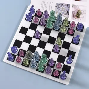 शतरंज राल Molds 3D अंतरराष्ट्रीय शतरंज टुकड़ा सिलिकॉन Molds राल कास्टिंग यूवी Epoxy Molds DIY शिल्प शतरंज गहने बनाने के लिए