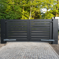 Puerta Corredera Eléctrica de Aluminio Personalizada con Control Remoto, Motor Automático, Tratamiento Térmico, Recubrimiento en Polvo Negro, Seguridad para Viviendas y Entradas de Autos