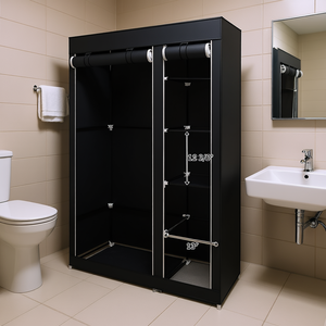 Organisateur de vêtements portable DB, placard 67 x 42 x 17 3/4, noir, en PP, pour salle de bain, armoire de rangement pliable - Product Image 2