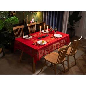 Halloween <b>Tablecloth</b> <b>Rectangle</b> Polyester Lace Reusable Party Decoration Adult Hotel Use Red And Black - Product Image 3