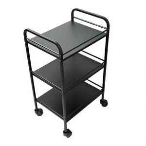 Chariot de service d'hôtel à roulettes avec 3 étagères, chariot utilitaire en métal pour mobilier commercial, design minimaliste, durable - Product Image 2
