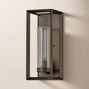 Rustic Geometric Open Frame Outdoor <b>Wall</b> Lamp Seed Bubble Glass <b>Wall</b> <b>Sconce</b> For Patio Entryway Exterior Fixture - Product Image 1