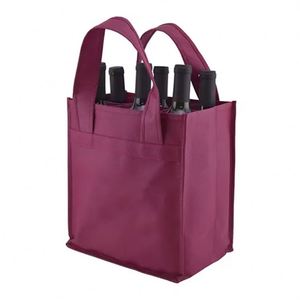Logo personnalisé Livraison à emporter 6 bouteilles de vin Sac fourre-tout réutilisable en polyester non tissé Sac à provisions - Product Image 4