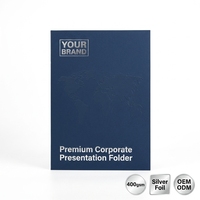 Carpeta de Negocios Azul Marino, Carpeta Corporativa con Logotipo Personalizado, Portadocumentos Profesional de Doble Pliegue, Papelería de Alta Gama