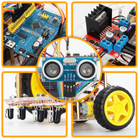 Tscinbuny cuatro vías de seguimiento evitación de obstáculos BLE coche robótico Kit de arranque para niños para Arduino programación coche robótico